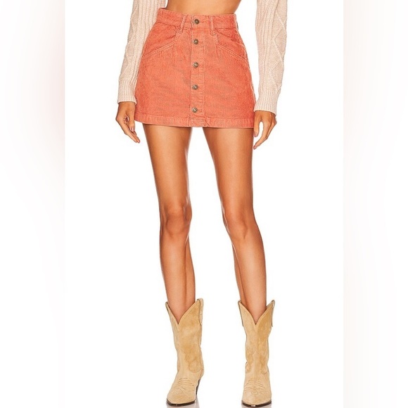 NWT Free People Ray Corduroy Mini Skirt in Myrrh Size 12 - Picture 3 of 10